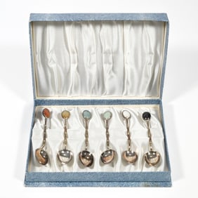 STERLING SILVER & SEMI-PRECIOUS STONE TEASPOONS