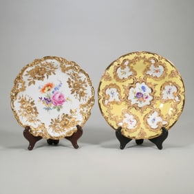 (2pc) MEISSEN GILT-DECORATED PLATES