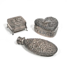 (3pc) STERLING REPOUSSE SILVER