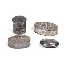 (4pc) FINE SILVER MINIATURE BOXES