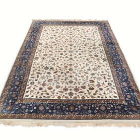 CREAM & BLUE SCULPTED CARPET