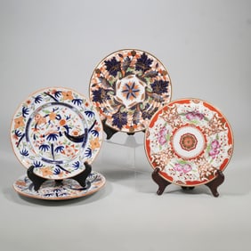 (4pc) ANTIQUE PORCELAIN GILT PAINTED PLATES