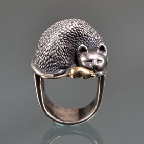 JAMES YESBERGER MIXED METALS CAT AND MOUSE RING