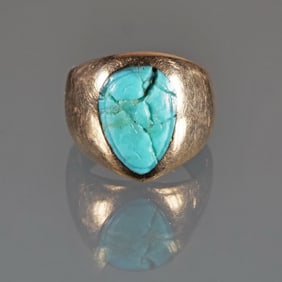 TURQUOISE & 14K GOLD RING