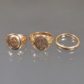 (3pc) 14K GOLD MAN'S RINGS