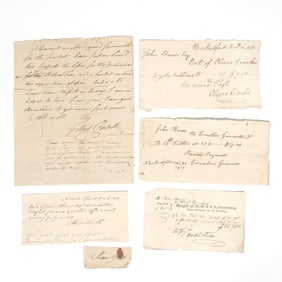 EARLY 19TH CENTURY ENGLISH PARCHMENT NOTES, FRAGMENTS, INCLUDING WW & LT CHESTER
