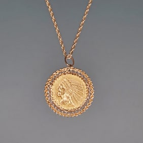 1910 US $5 GOLD COIN NECKLACE