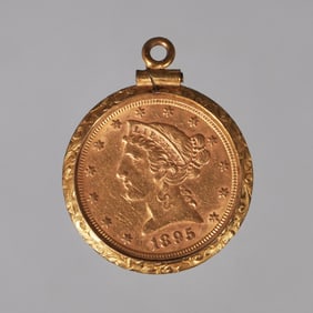 1895 $5 DOLLAR GOLD COIN PENDANT