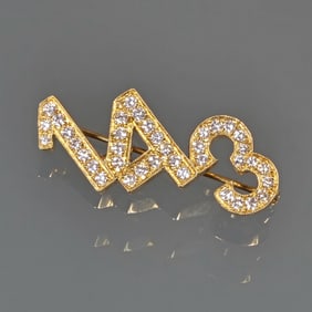 1-4-3 "I LOVE YOU" DIAMOND & 18K GOLD PENDANT PIN, A.G.A. CORREA, MAINE