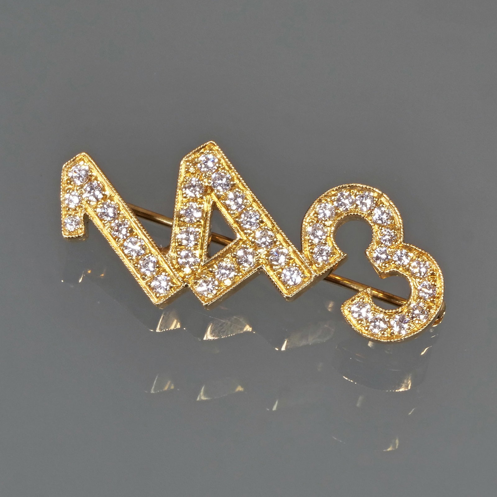 1-4-3 "I LOVE YOU" DIAMOND & 18K GOLD PENDANT PIN, A.G.A. CORREA, MAINE (1 of 3)