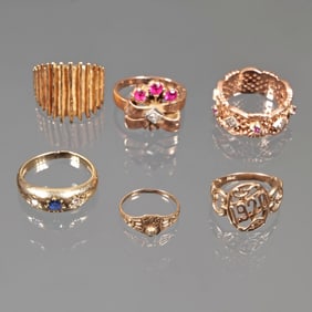 (6pc) 14K GOLD RINGS