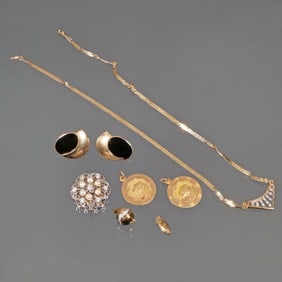 (7pc) MISC. GOLD JEWELRY & FINDINGS GROUP