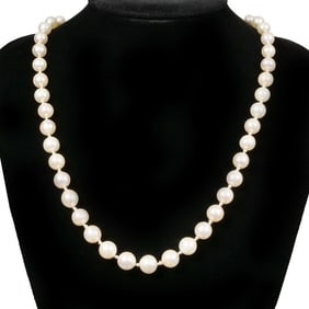 ANTIQUE ART DECO PEARL NECKLACE, SAPPHIRE & DIAMOND CLASP