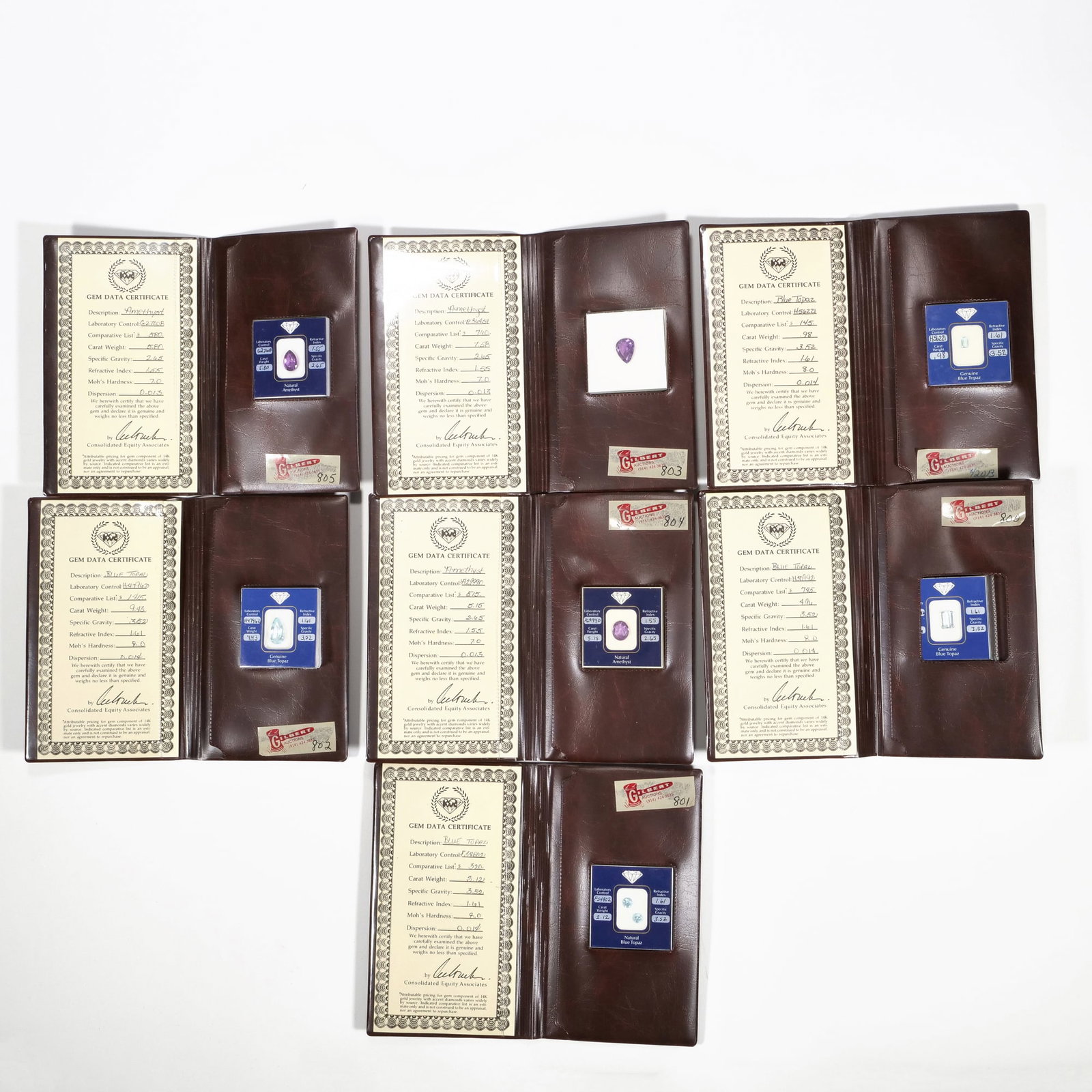 (7pc) GROUP LOOSE GEMSTONES: AMETHYST & BLUE TOPAZ (1 of 9)