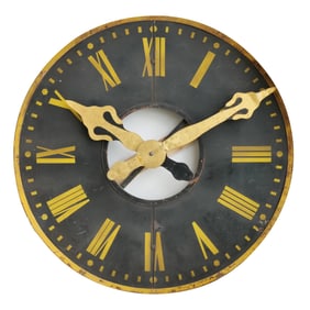 MONUMENTAL ENAEMELED METAL OVERSIZED DECORATIVE CLOCK, 6FT-7IN DIAMETER