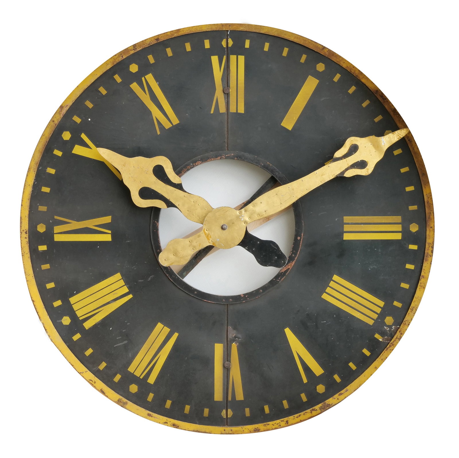 MONUMENTAL ENAEMELED METAL OVERSIZED DECORATIVE CLOCK, 6FT-7IN DIAMETER (1 of 15)
