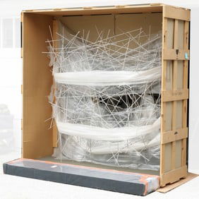 CONTEMPORARY 7FT TALL WIRE SCULPTURE CRATED FOR SHIPMENT