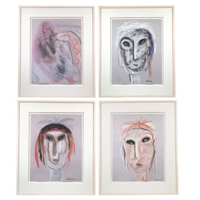 (4pc) CAROLE LAROCHE (20TH/21ST CENTURY) PASTEL ART FACES