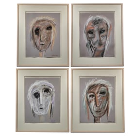 (4pc) CAROLE LAROCHE (20TH/21ST CENTURY) PASTEL FACES