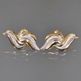 PAIR 14K TWO-TONE GOLD EARRINGS