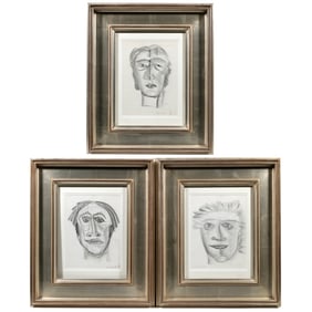 (3pc) JUAN NAVARRO BON? (20TH CENTURY) PENCIL DRAWINGS