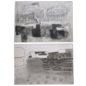 (2pc) THIERRY DIERS (FRENCH, B. 1954) CHARCOAL