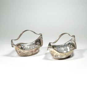 (2pc) PAIR RETICULATED STERLING BASKETS