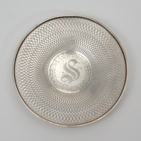 WHITING STERLING SILVER RETICULATED LOW DISH