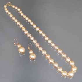 (3pc) BAROQUE PEARL & EARRINGS SUITE