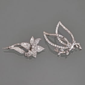 (2pc) 18K GOLD & DIAMOND BROOCHES