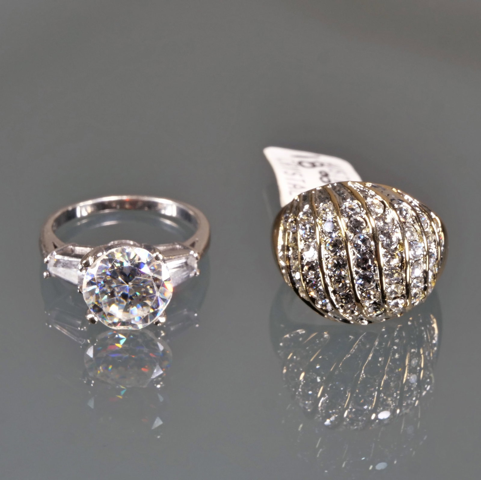 (2pc) 14K WHITE GOLD RING WITH SIMULATED DIAMONDS (1 of 9)