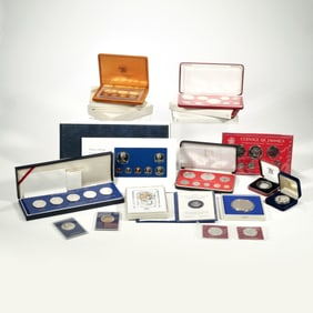 LARGE GROUP INTERNATIONAL SILVER COINS