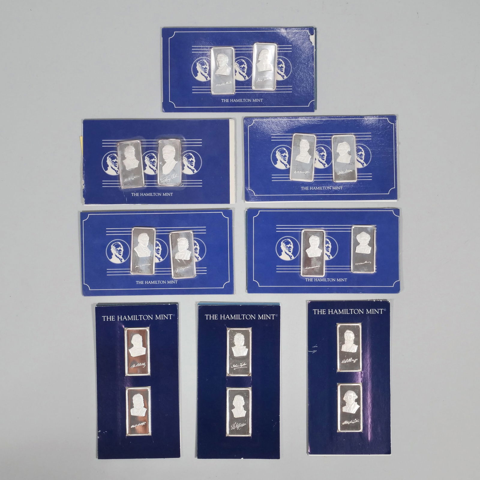(16pc) HAMILTON MINT FINE SILVER PRESIDENT'S INGOTS (1 of 13)