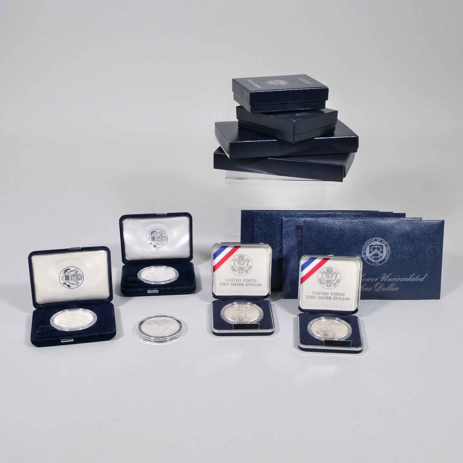 (9pc) AMERICAN SILVER PROOF DOLLARS AND OTHER SILVER COINS (1 of 8)