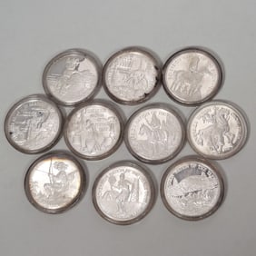 (10pc) GROUP OF NATIVE AMERICAN STERLING SILVER COINS