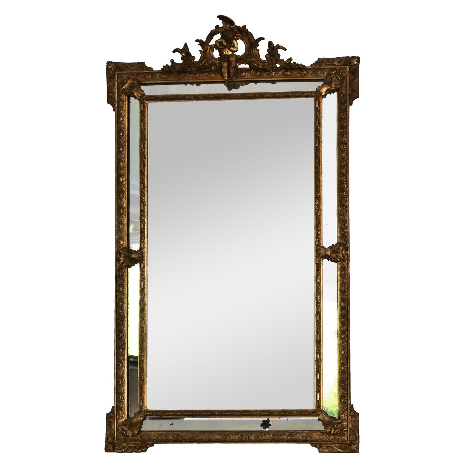 IMPRESSIVE FRENCH GILT OVERMANTEL PARCLOSE MIRROR (1 of 11)