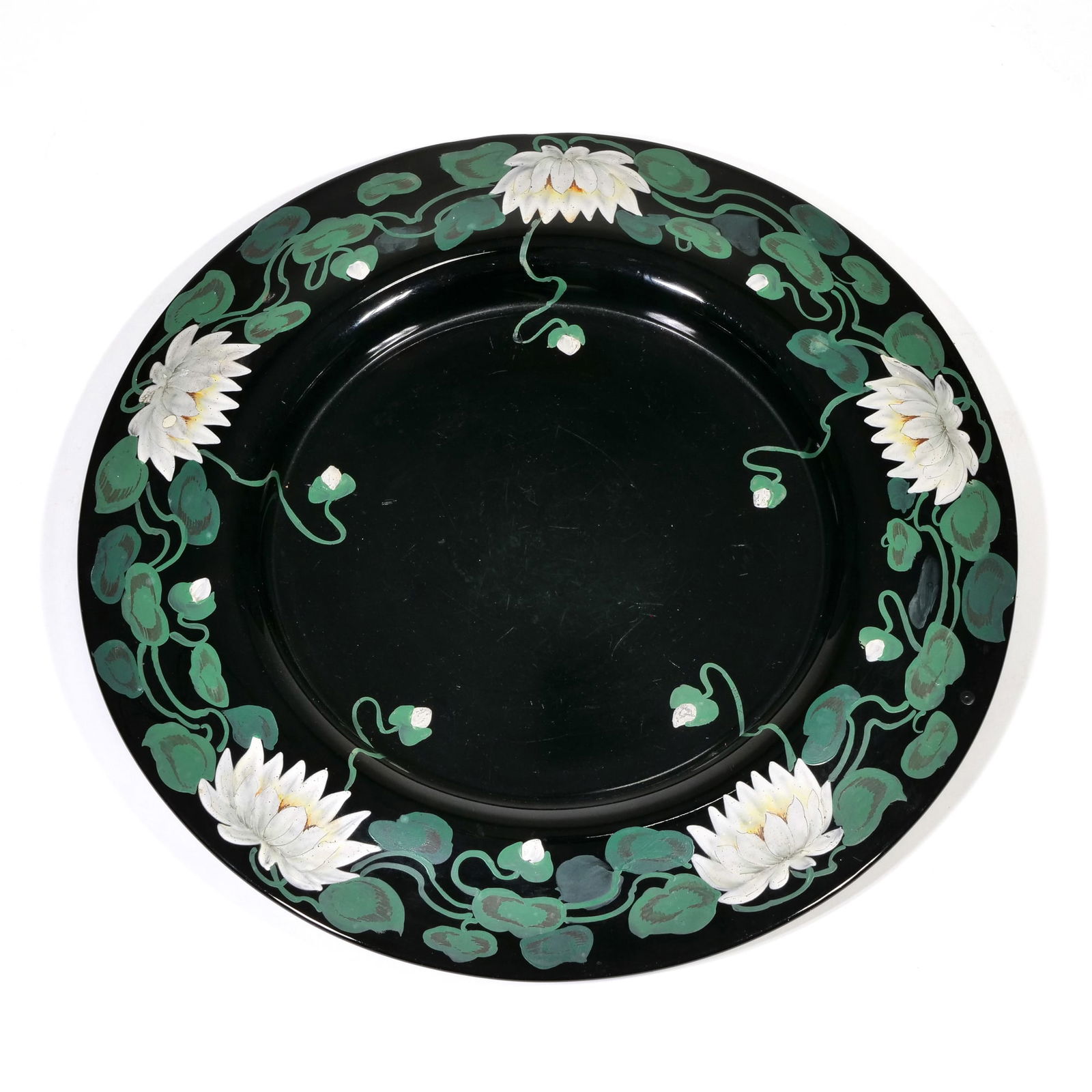 CZECH PAINTED CENTERPIECE GLASS DISH (1 of 6)