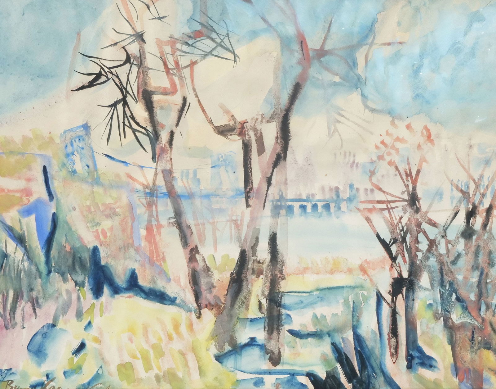 BRUNO KRAUSKOPF (GERMAN, 1892-1960) MANHATTAN BRIDGE (1 of 8)