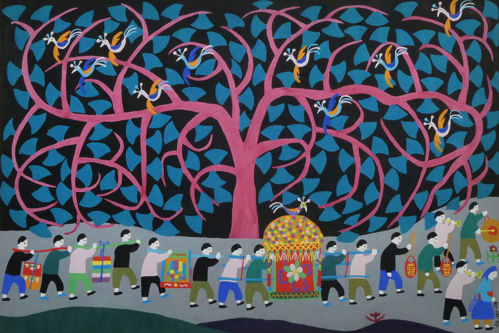 LI CUIYING (CHINESE, B. 1934) PEASANT PAINTING, WALLY FINDLAY GALLERIES (1 of 9)