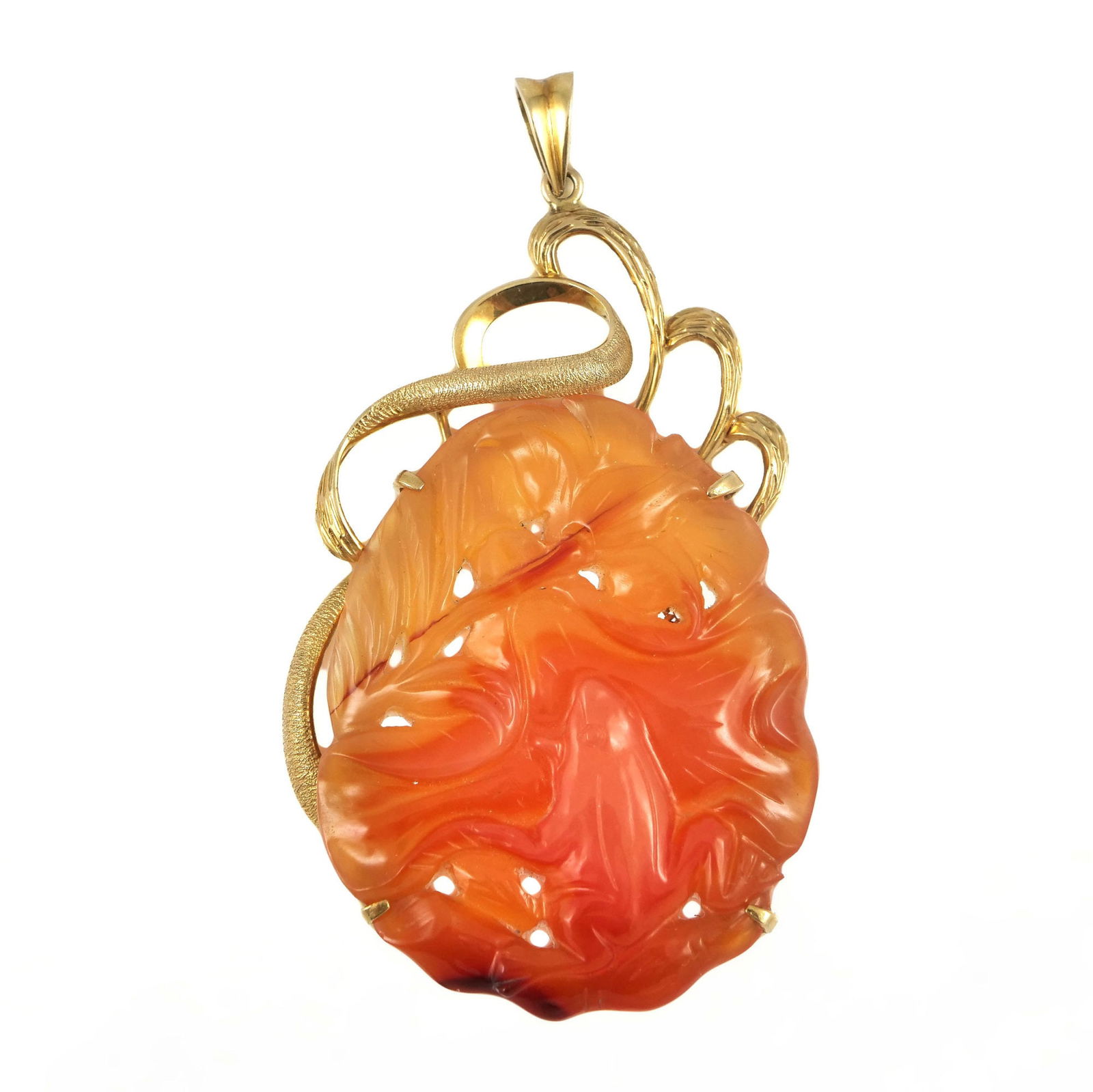 14K GOLD & CARVED AGATE PENDANT (1 of 5)