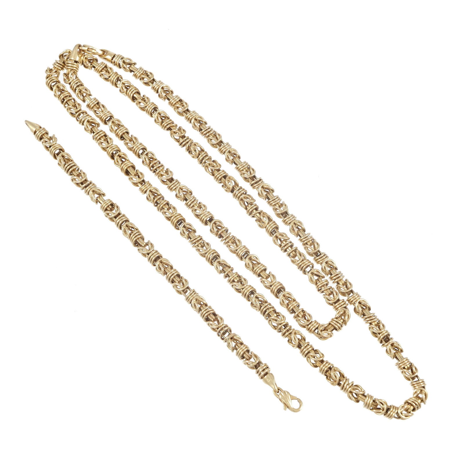 (2pc) 14K GOLD BYZANTINE LINK NECKLACE & BRACELET (1 of 15)