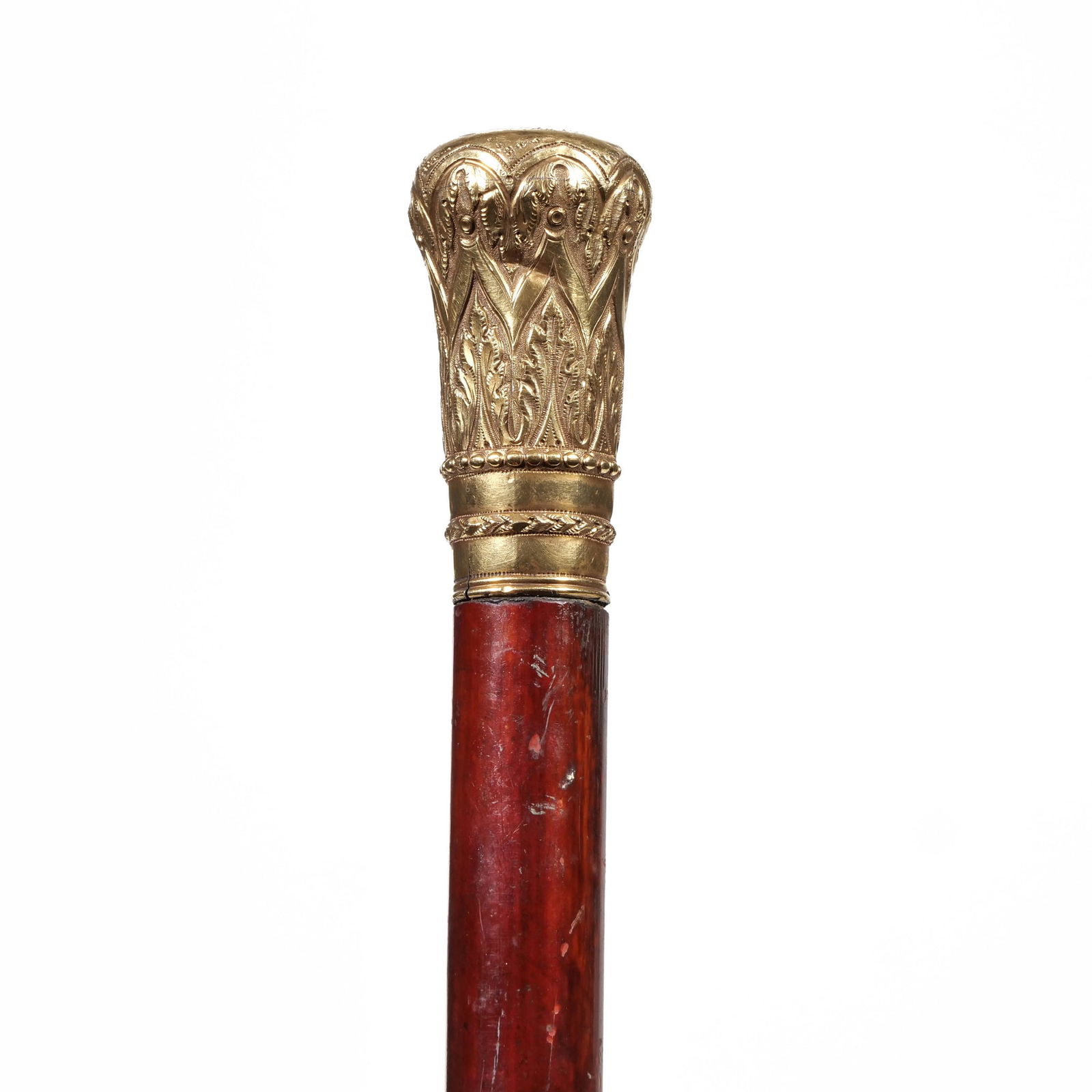 19TH CENTURY GOLD HANDLED WALKING STICK (1 of 10)