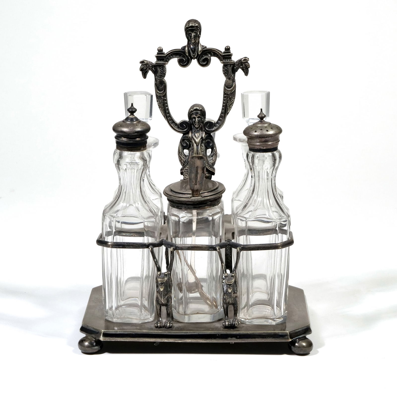 A FANCY ENGLISH SILVERPLATE TANTALUS (1 of 11)