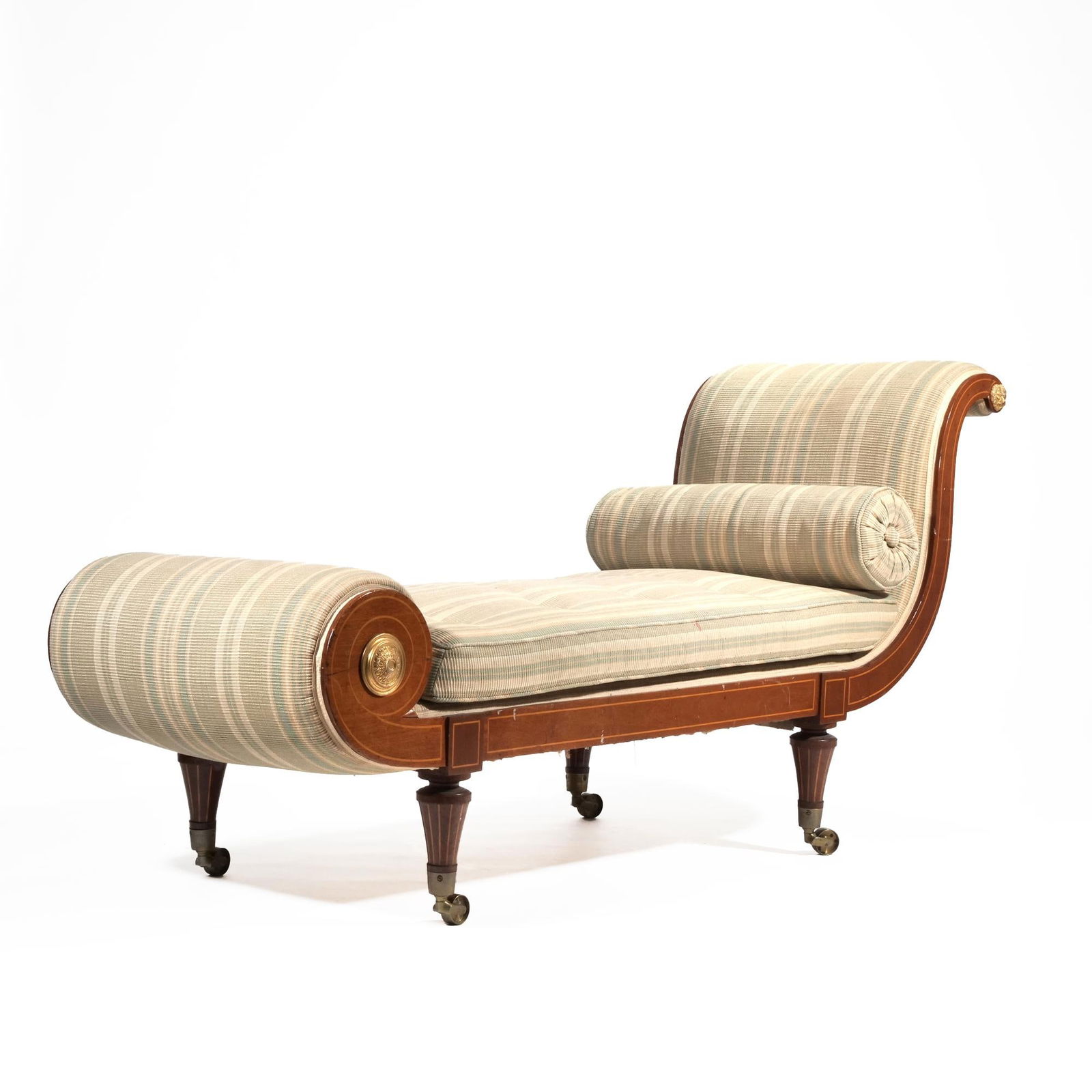 A FINE GEORGIAN SCROLL CHAISE LOUNGE OR DAYBED C. 1810-1830 (1 of 20)