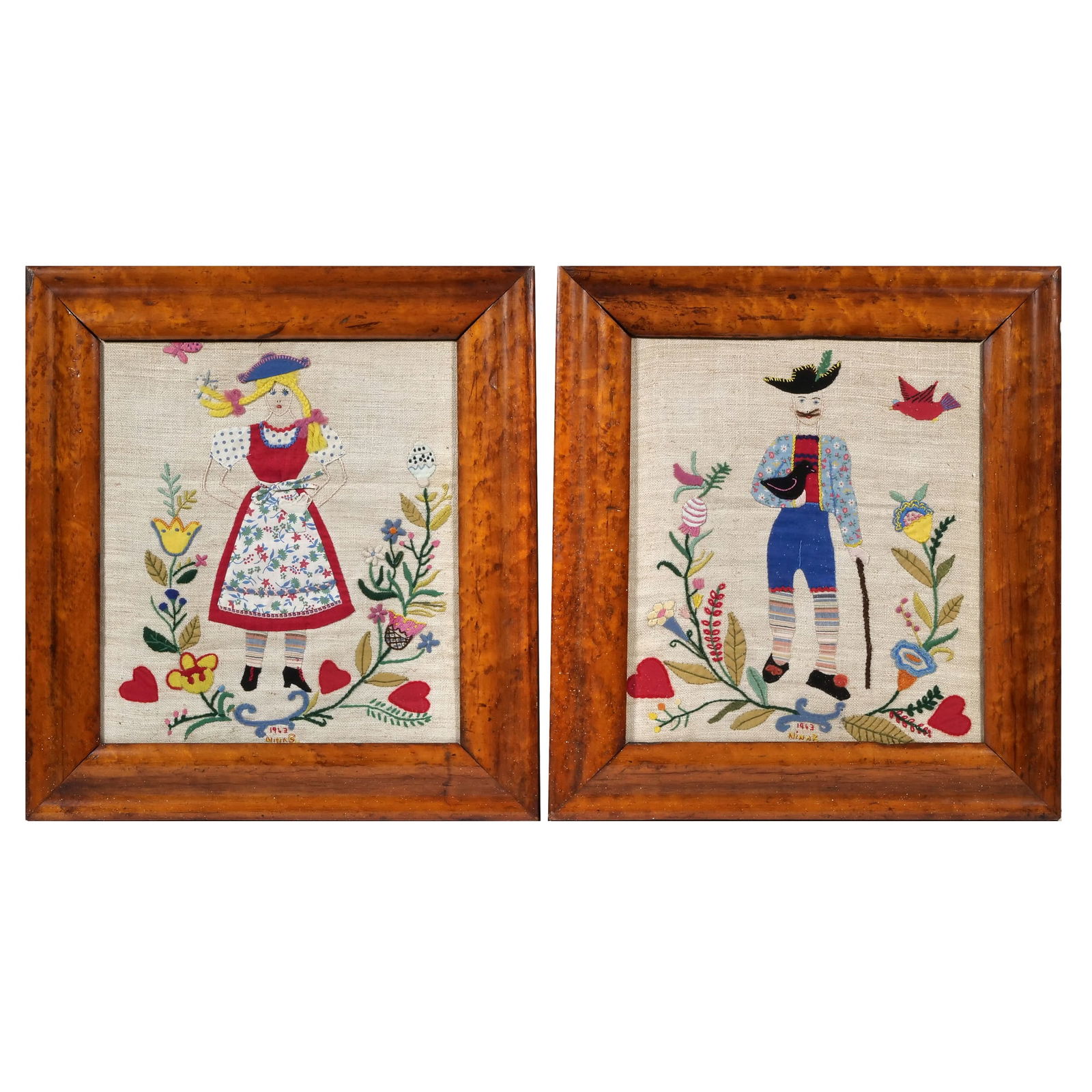 PAIR 20TH C. AMERICAN APPLIQU? SAMPLERS, NINA B. (1 of 12)