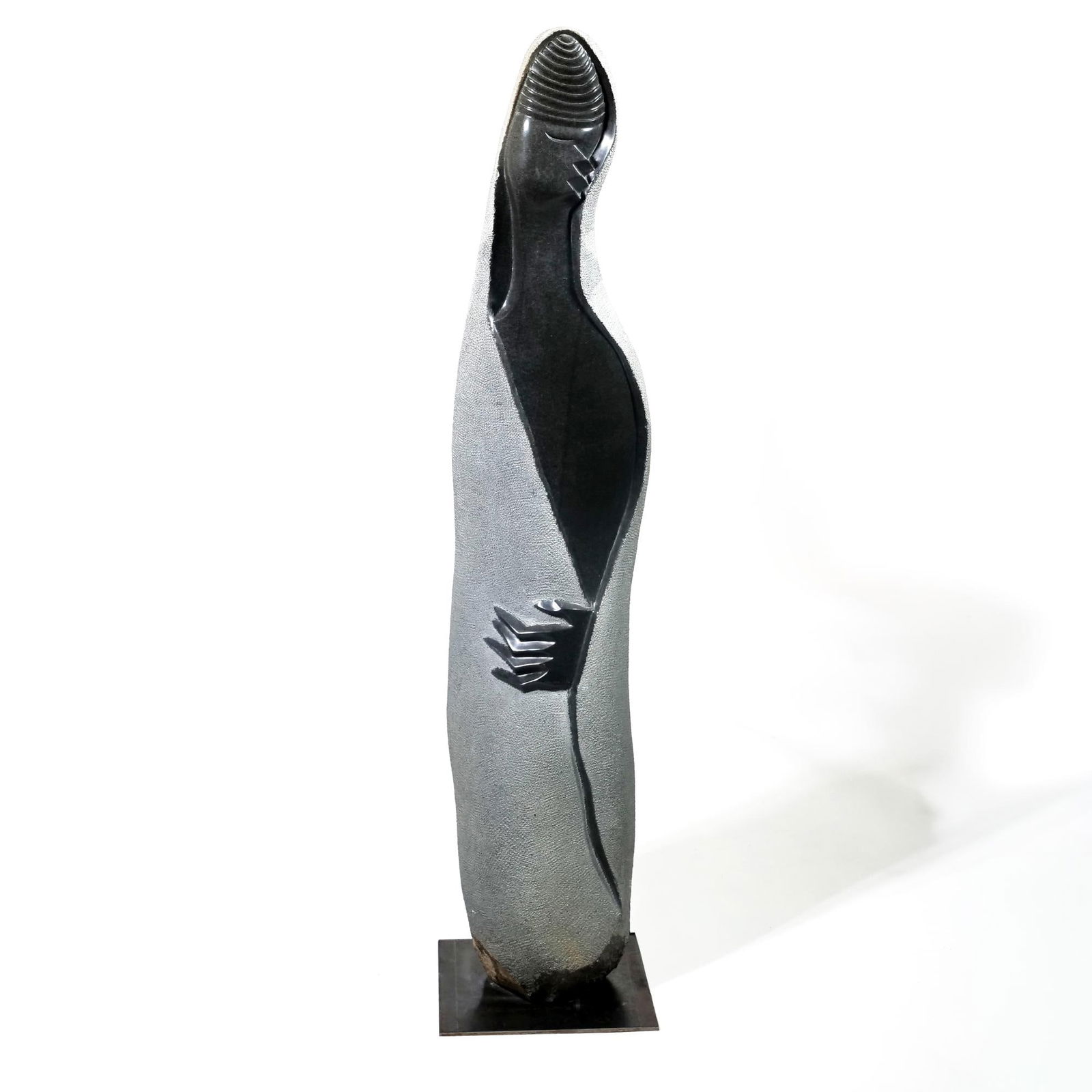 LARGE SHONA SCHOOL (ZIMBABWE, 20TH CENTURY) SERPENTINE STONE SCULPTURE, 53 IN. (1 of 14)