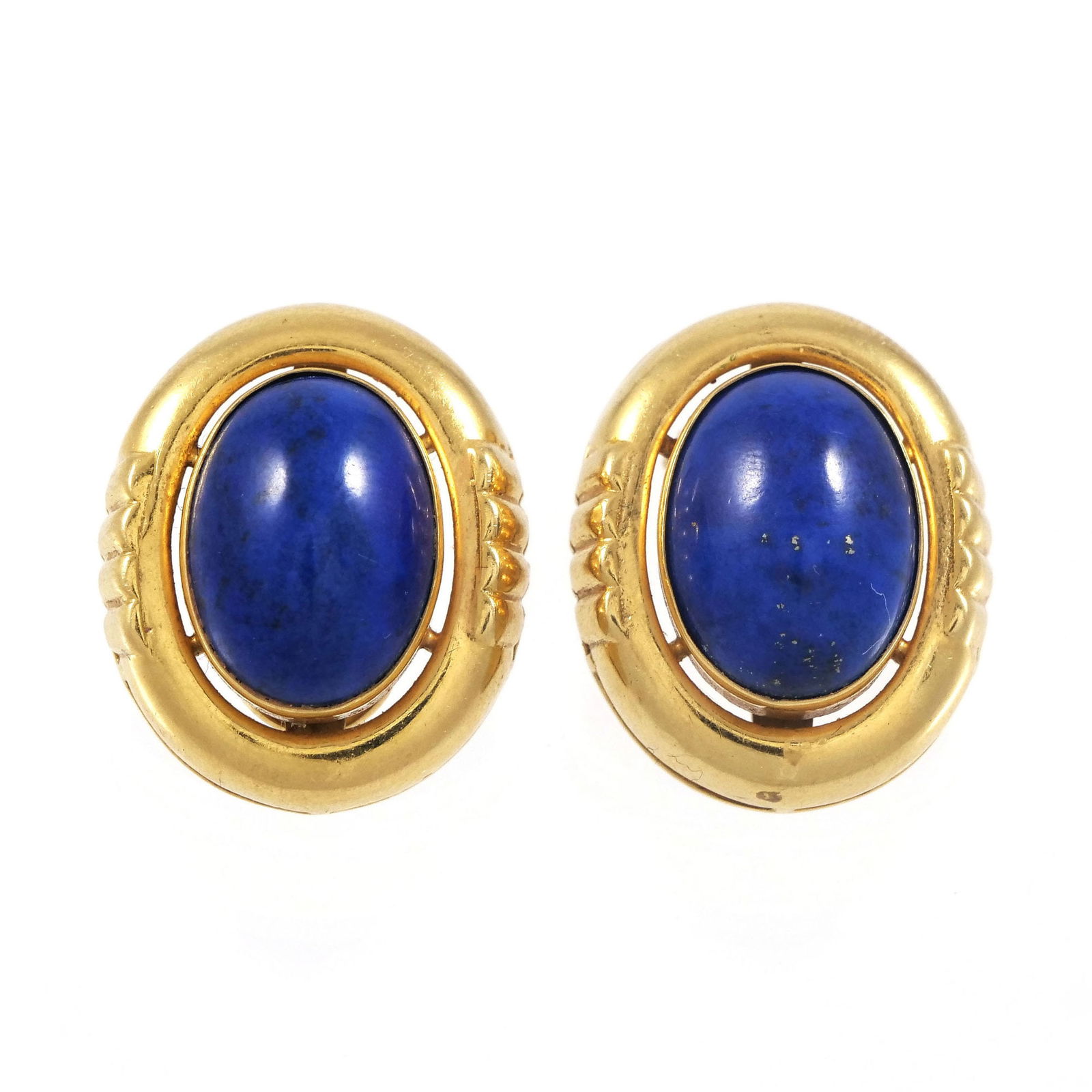 PAIR LAPIS LAZULI & 18K GOLD EARRINGS (1 of 5)