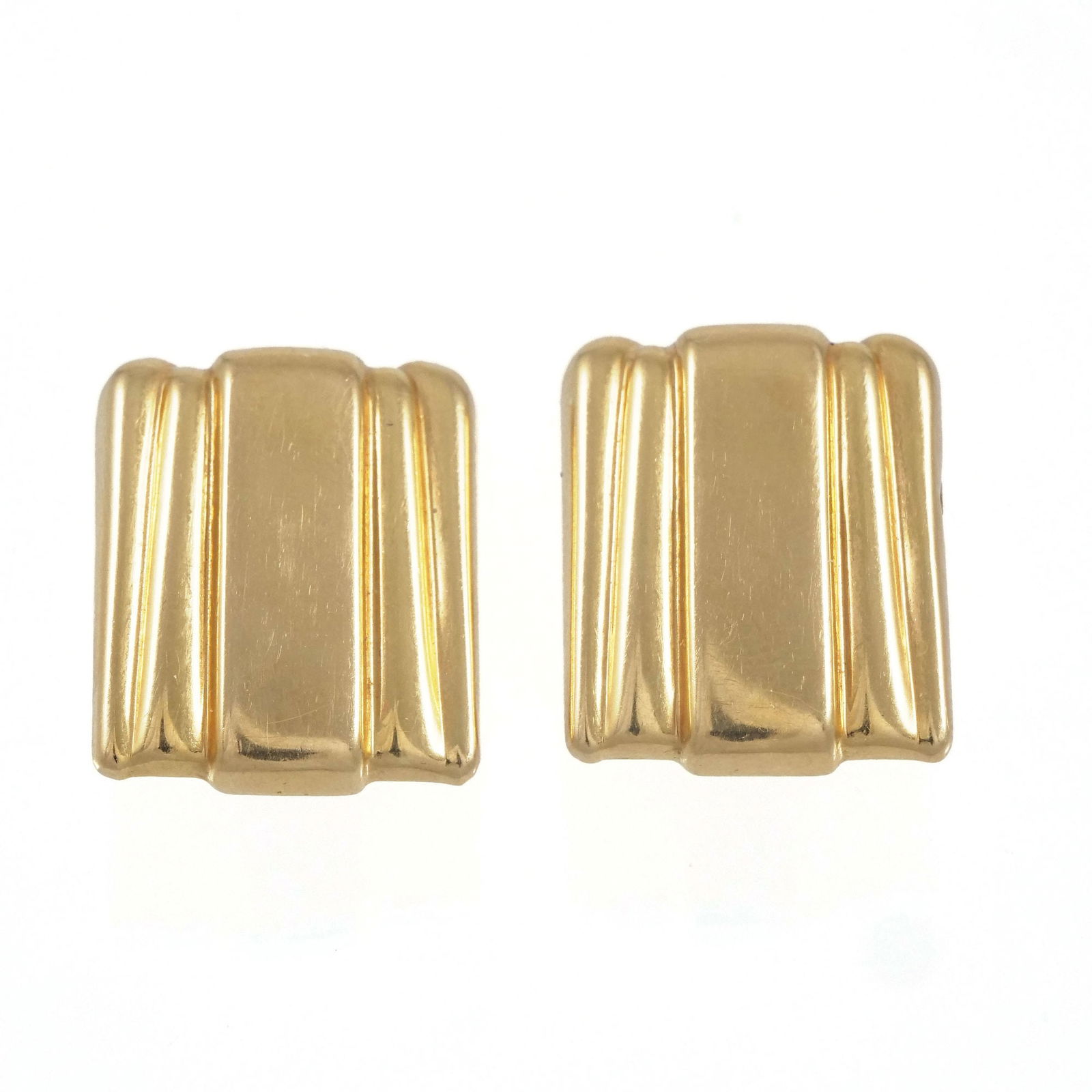 PAIR 18K GOLD SQUARE EARRINGS (1 of 4)