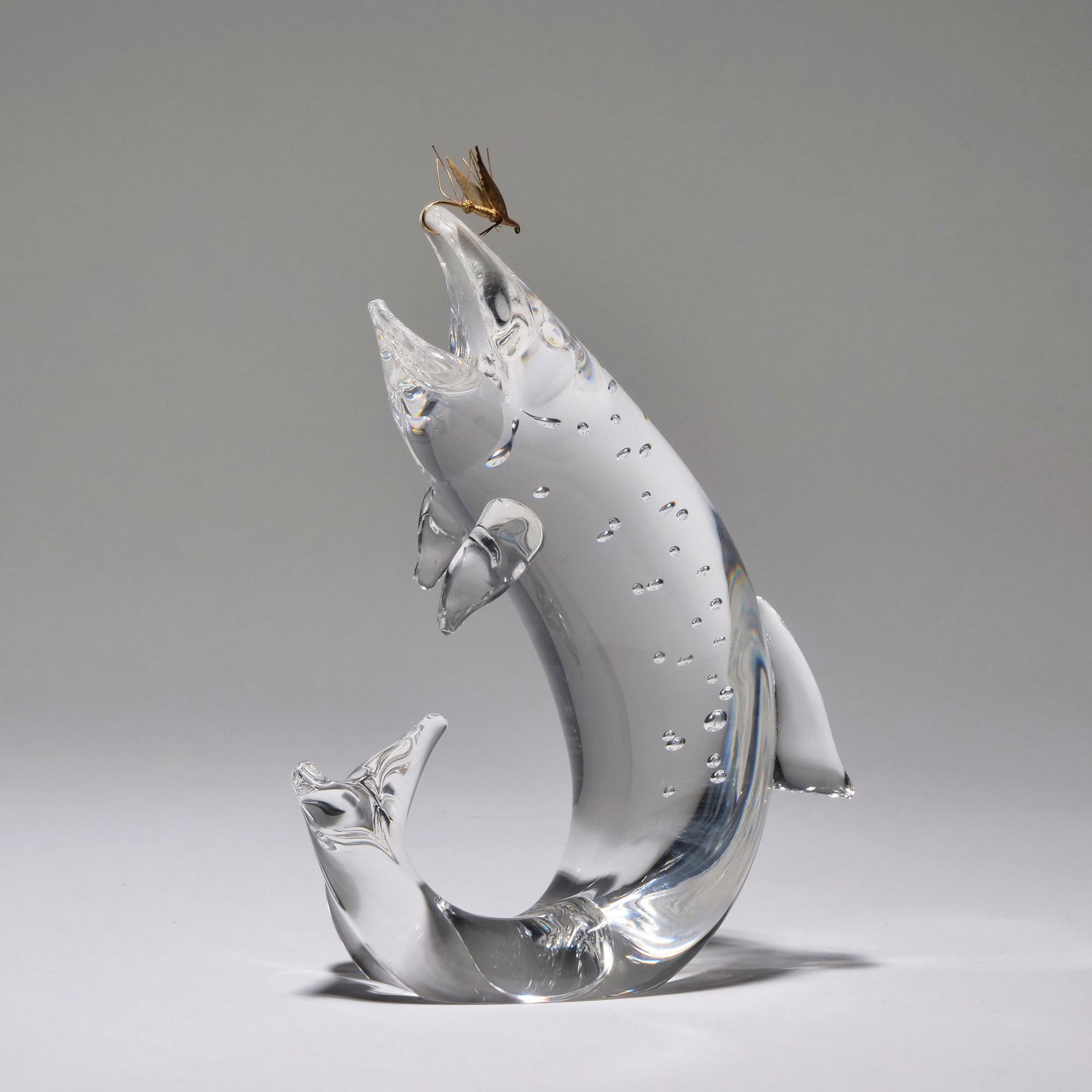 STEUBEN TROUT & FLY GLASS & GOLD SCULPTURE (1 of 11)