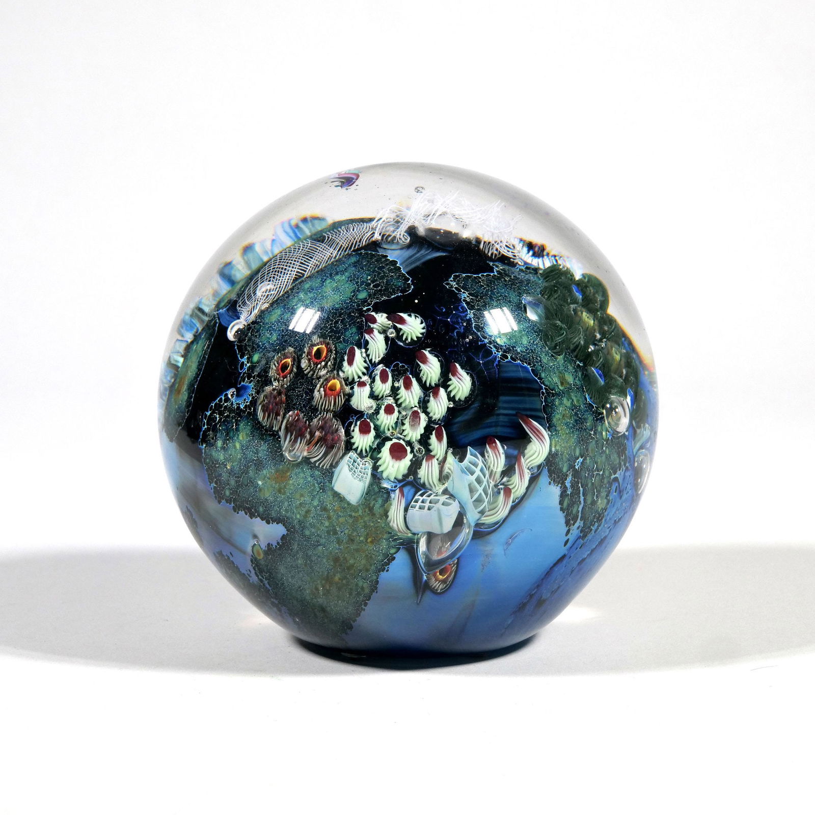 JOSH SIMPSON BLOWN ART GLASS "MEGAPLANET" PAPERWEIGHT (1 of 4)